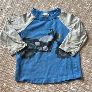 Hanna Andersson Blue and Gray Long Sleeve Tee with Motorcycle Design